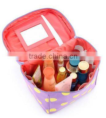 Dotted Option Color Microfiber Make Up Bag With Mirror