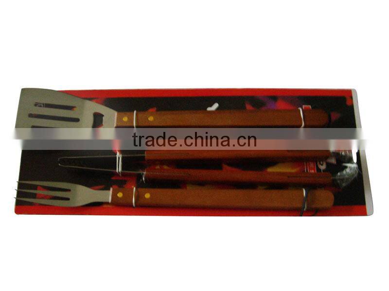 Stainless steel wooden handle BBQ tool sets