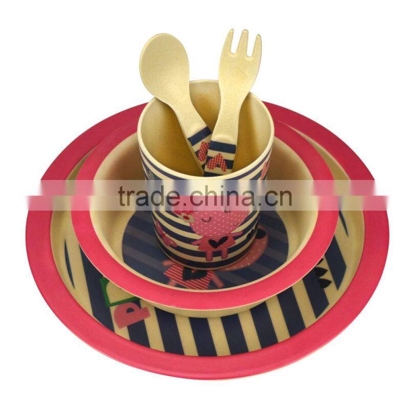 Wholesale Dishes Plate Set For Baby Kids Bamboo Fiber Dining Plate Set