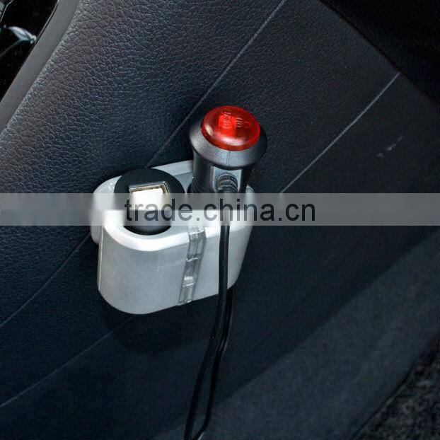 2 Sockets Car Charger Cigarette Lighter Adapter with USB for iPhone , Tablet