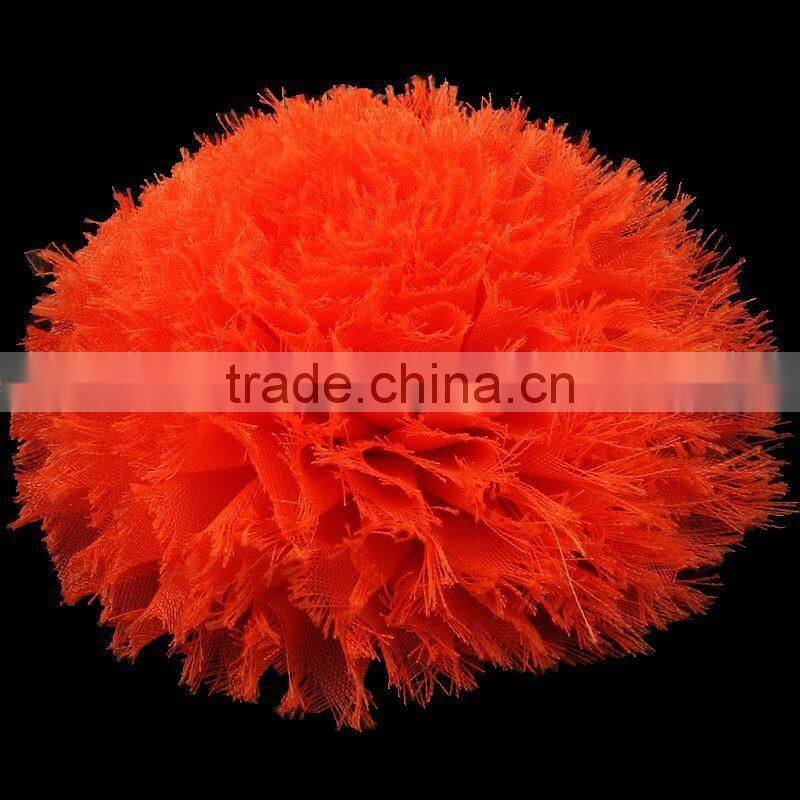 fraying chiffon flower puff ball for kids hair accessories