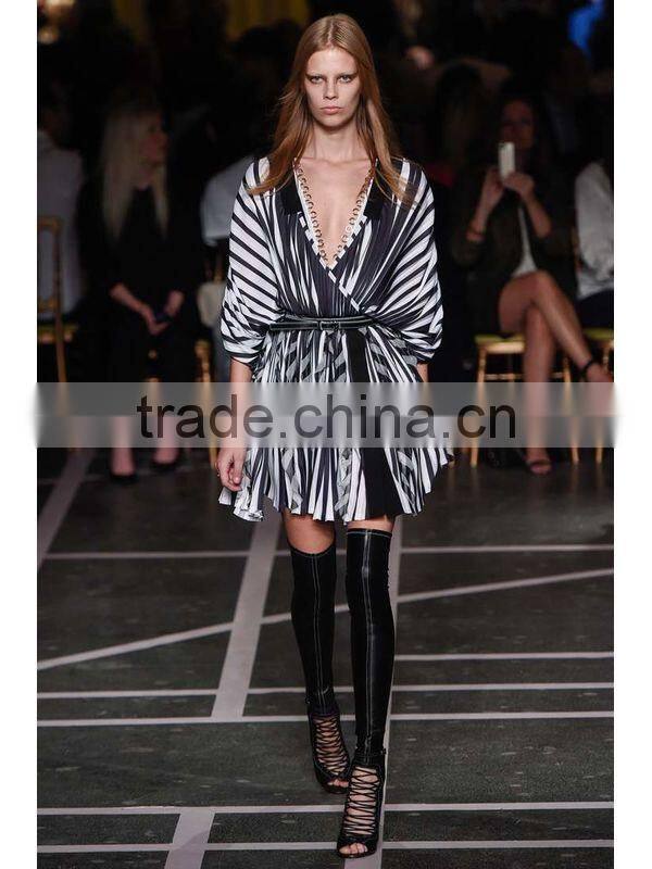 2016 women chiffon dress, floral sublimation prints pleated dress