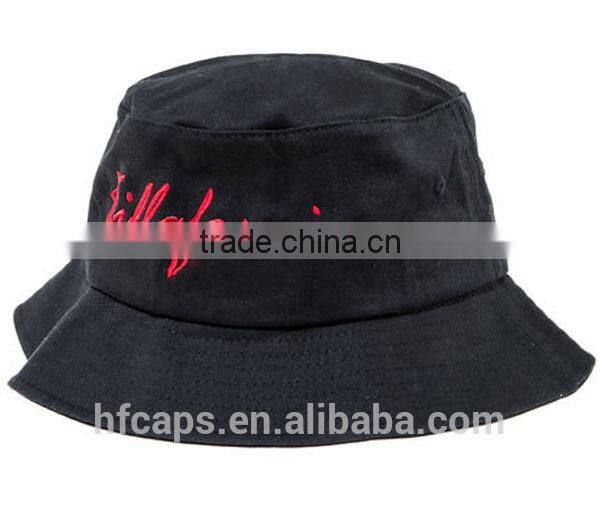 2015 New Design OEM 100% Cotton Black Bucket Hat