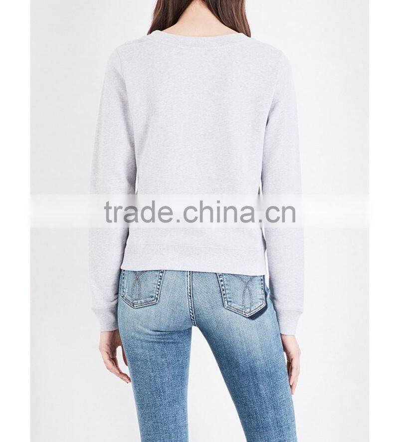 Wholesale Women Relaxed Round Neck Dropped Shoulders Long Sleeves Oversized Cotton Jersey Sweatshirt(DQE0169T)
