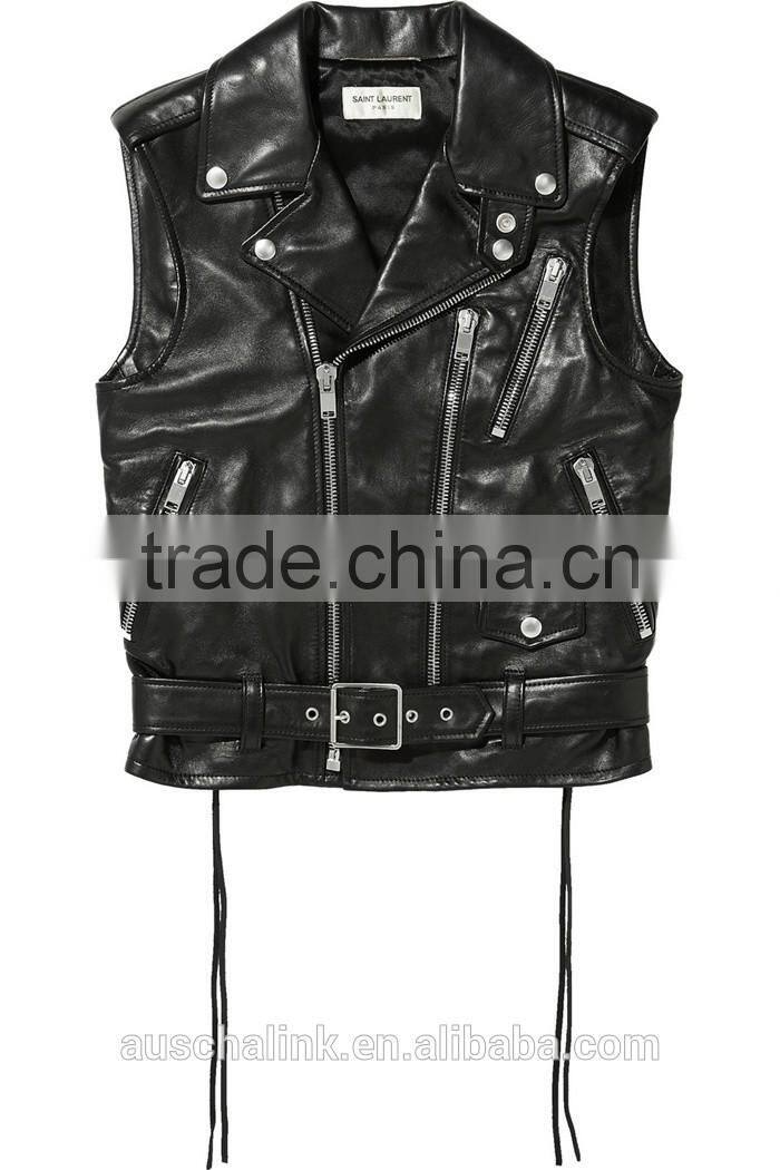 personalized latest design custom cheap lady leather vest
