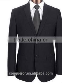 black wool 'M Line' 2-Button Suit With Flat Front Pants (SHT1047)