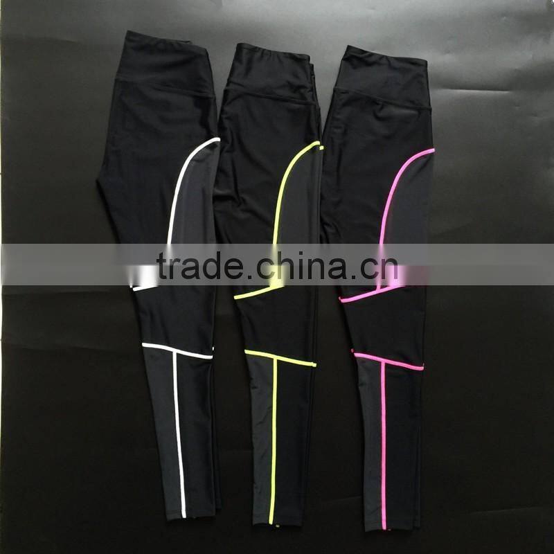 New Fashion Yoga Gym Geometric Mesh Leggings Fitness Work Out Black Elastic Running Pants