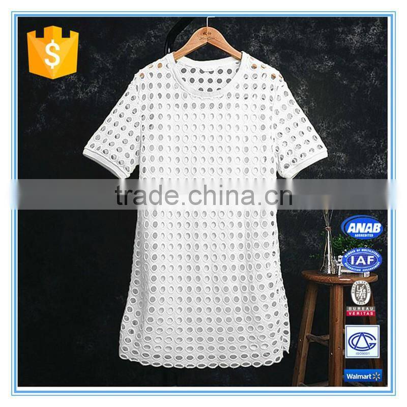 Elegant Ladies Fashion 2 Pieces Wholesale White Cotton Dress Pattern High Quality