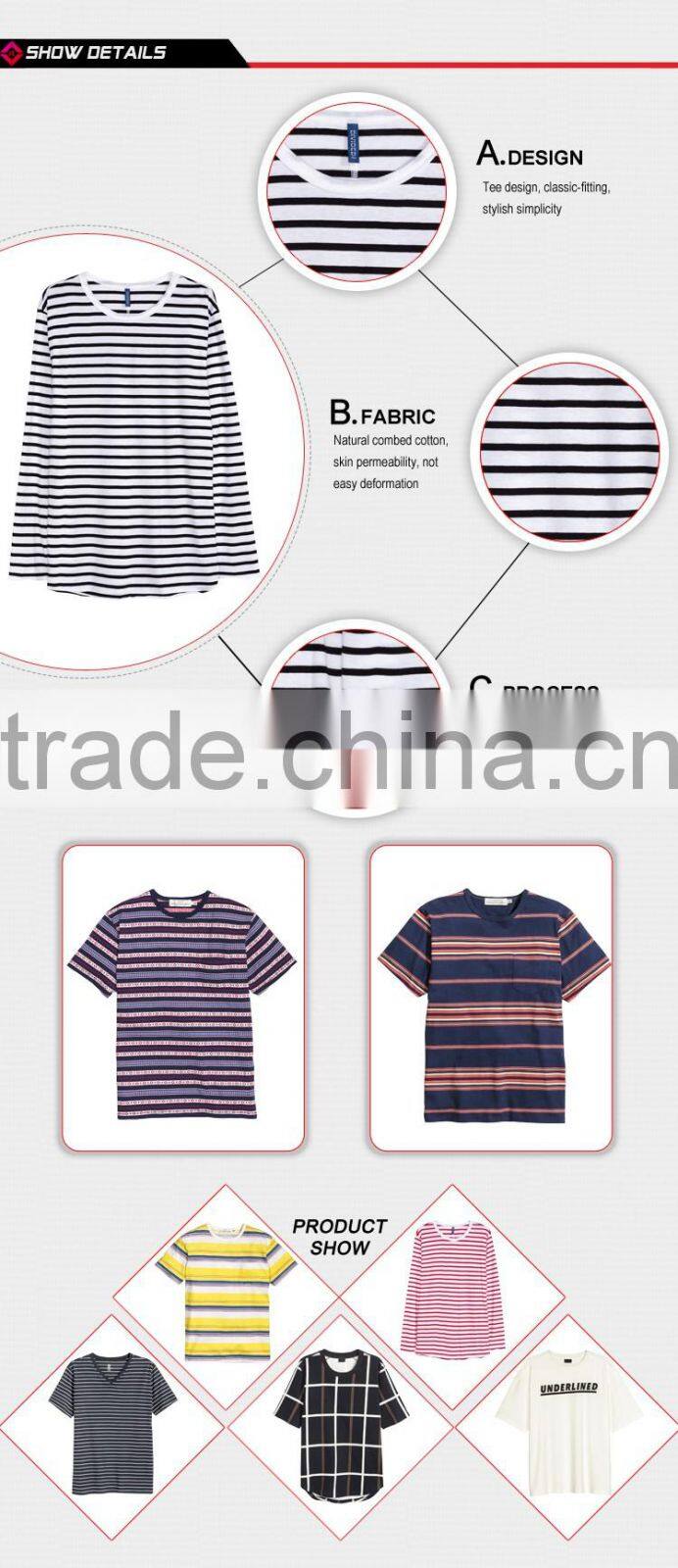 100% cotton men's black and white stripe t-shirt