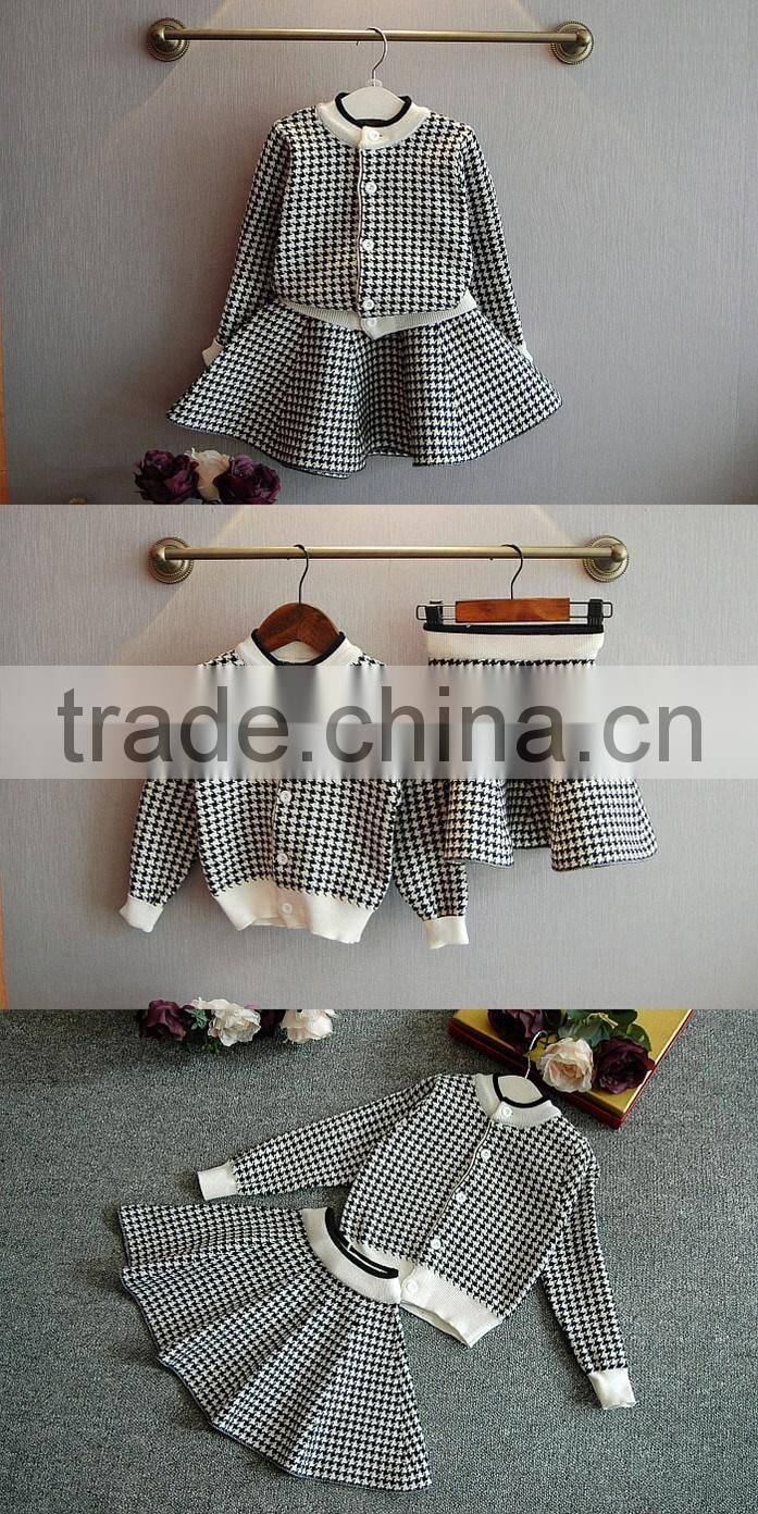 Latest sweater with skirt design 100% cotton suit for kids