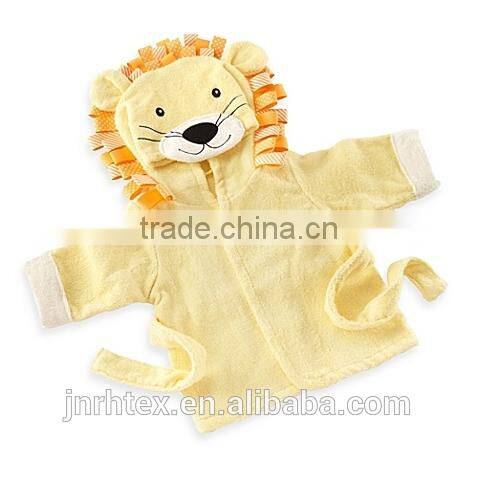 Hotsale cotton terry animal baby bathrobe,custom yellow bathrobe wholesale in china