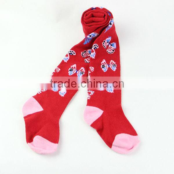 Red colored sexy girls tights legging with vivid butterfly