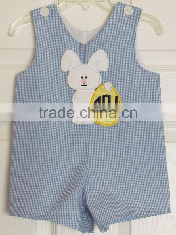 Baby Boy Shortall Longall Easter Applique Monogram Bunny Jon Jon Romper