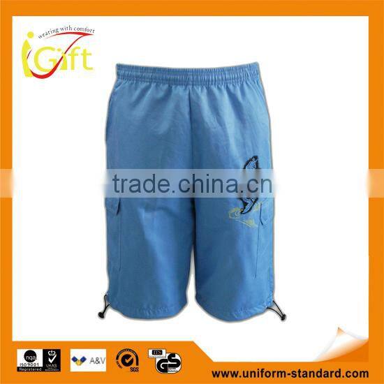 Elastic draw string bottom hem sky blue men cool