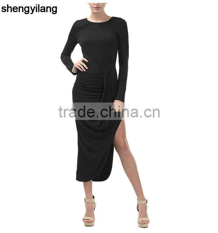 Hot sale high quality 95% bamboo 5% spandex Side-Slit Maxi fancy dress china
