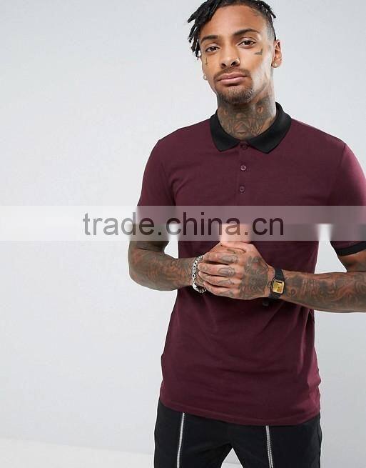 Mens cotton spandex Pique Skinny Fit Polo Shirt With Contrast Rib