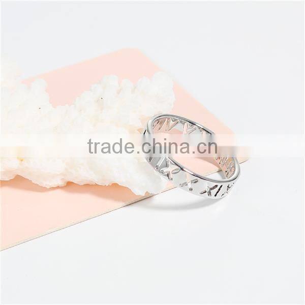 Copper Unadjustable Rings Silver Tone Number