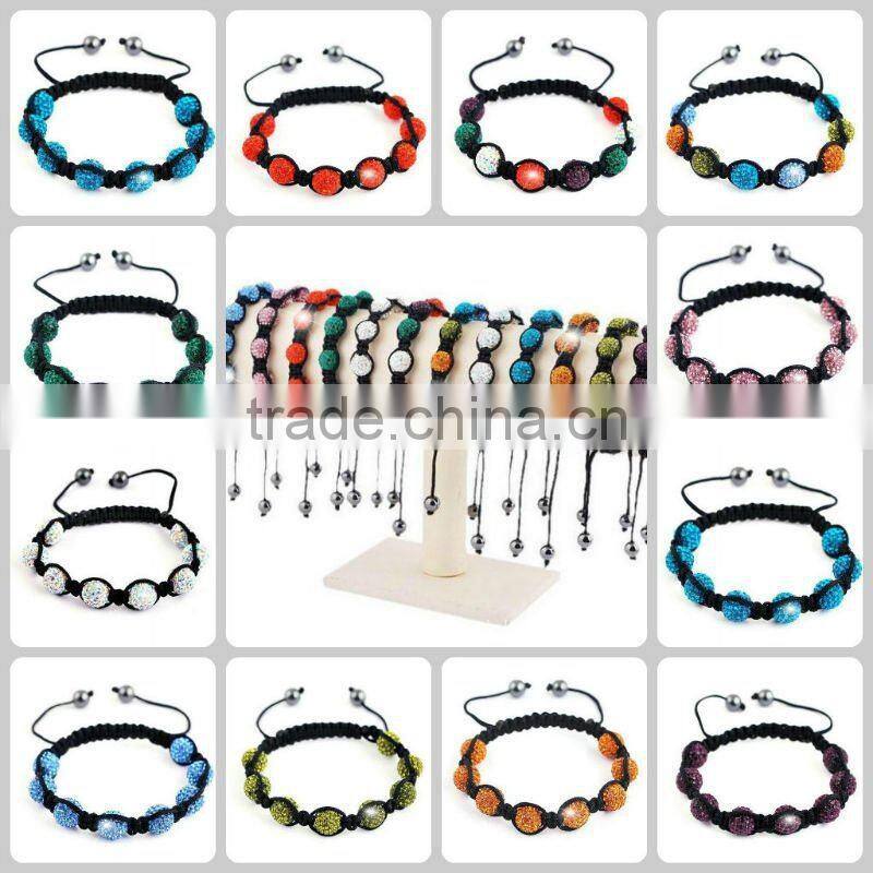 double line,high quality clay crystal Shamballa bracelets