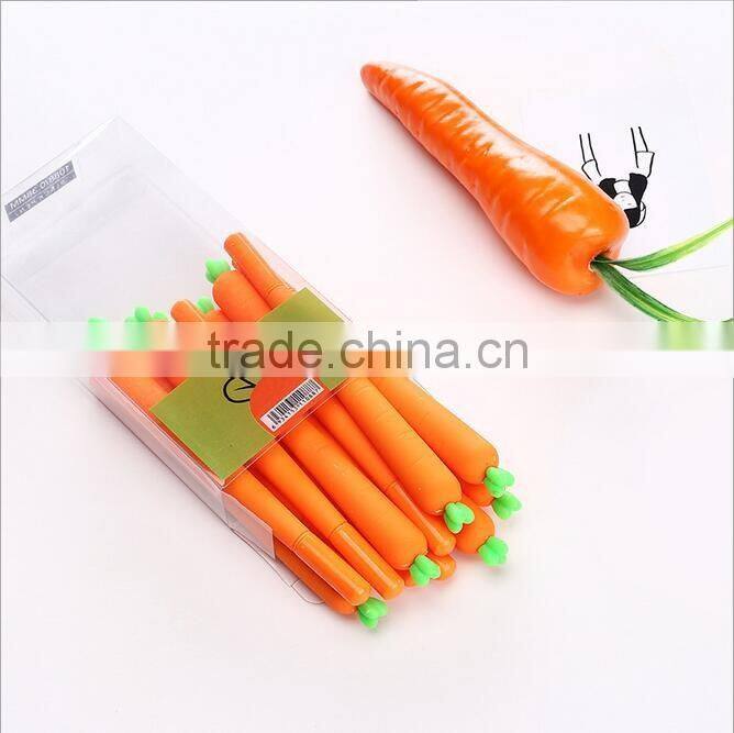 cute novel vegetable carrot shape promotional gel pen gift for schoold kids