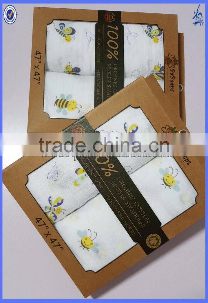 47 inch super soft custom printed muslin cloths for new born baby