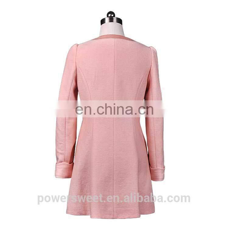 New Arrival Round Collar Double Breasted Medium Long Winter Coats