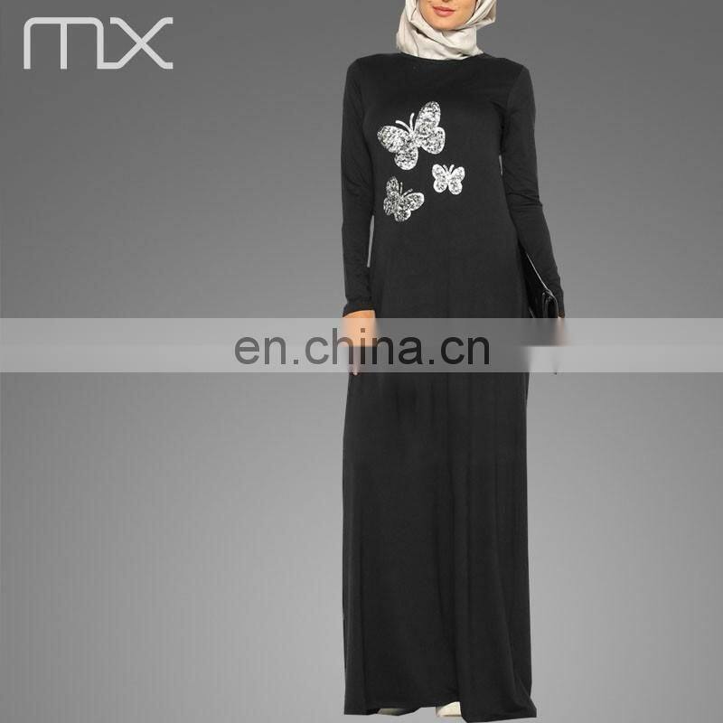 2016 Popular Women Gender And Middle East Ethnic Region Abaya Islamic Clothing With Paillette Butterfly Fleeces