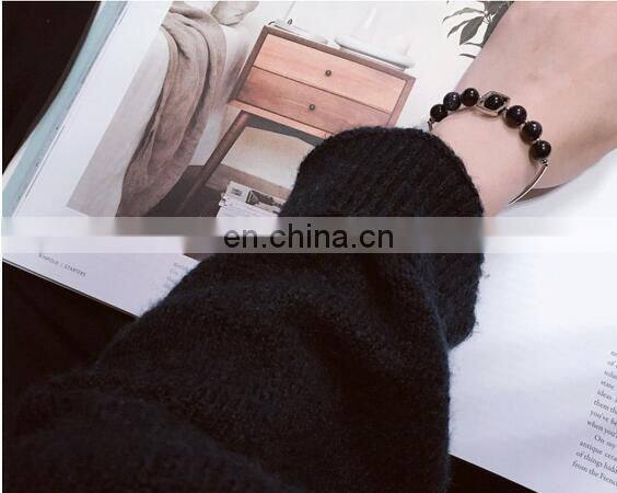 2 Styles Retro Blue Sandstone Luck Black Beads Star Bracelet Couple Jewelry Natural Stone Bracelet