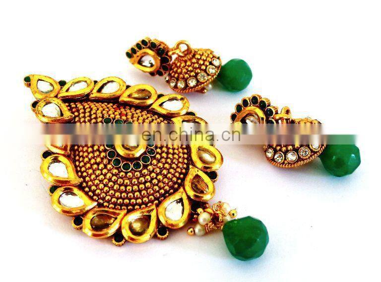 Kundan Pendant set-Indian bollywood Fashion Jewelry-wholesale Imitation Jewelry-party wear Jewellery