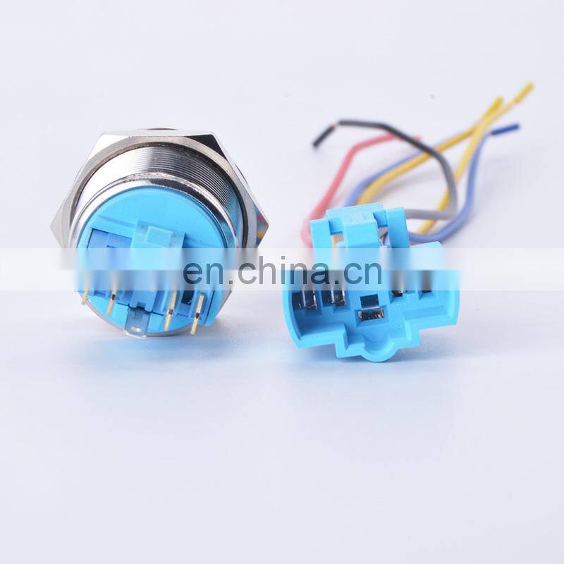 22mm 12v 24v Waterproof Metal Push Button Electrical Switch Latching Momentary Annular Power Symbol with LampLed Indicator