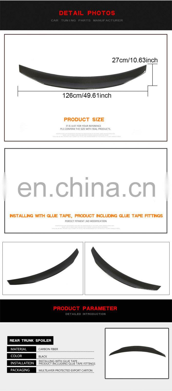 Carbon Fiber Rear Spoiler for Mercedes Benz W213 E200 E350 E63 AMG Sedan 16-19