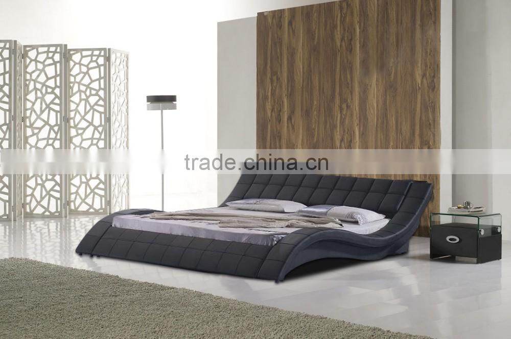 new design double fancy leather bedroom furniture