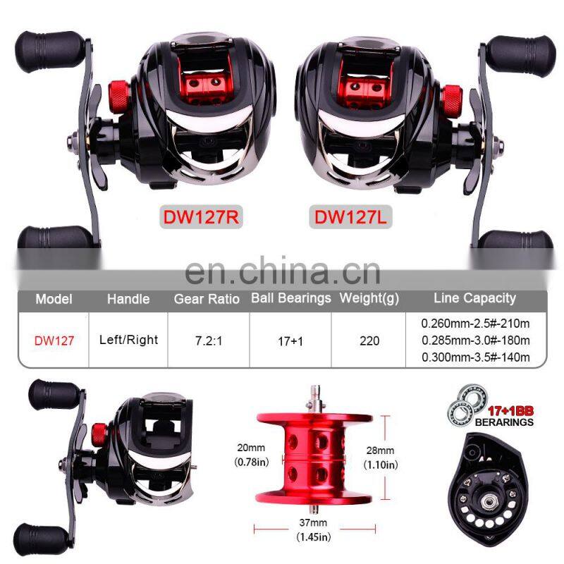 Left Right Hand Baitcasting Reel 17+1 axis fishing line wheel 7.2:1 sea fishing wheel