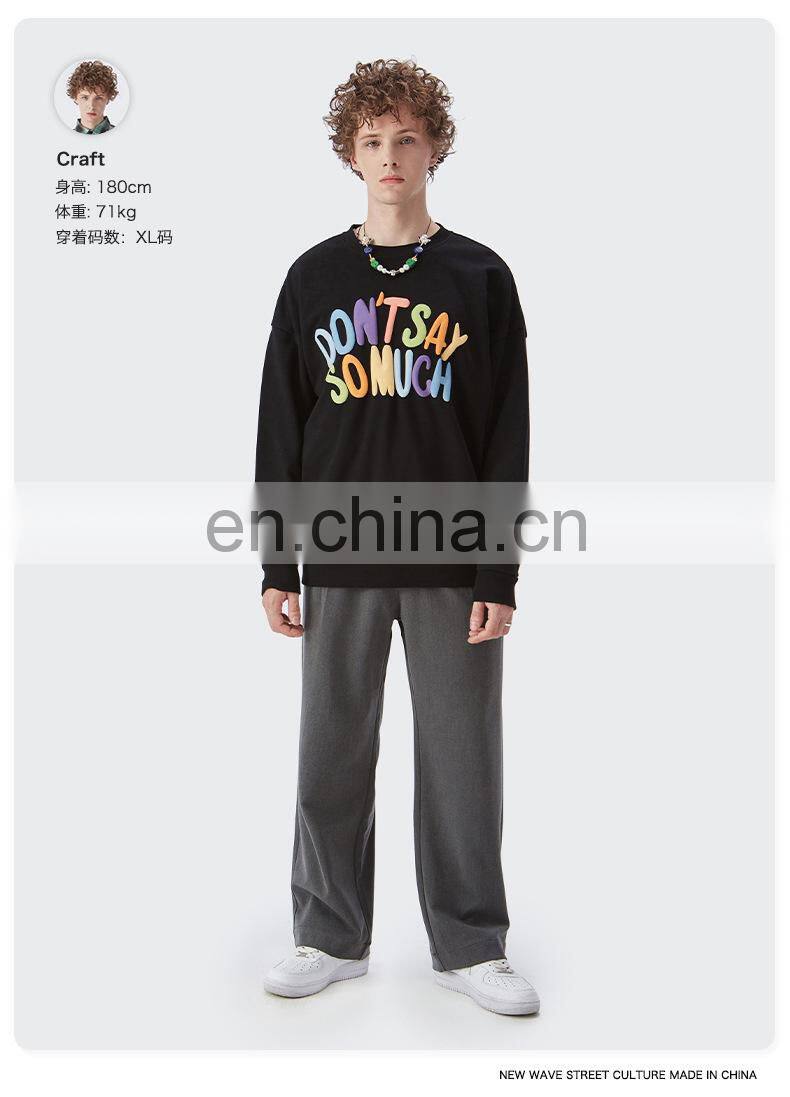 2021 autumn and winter new product brand three-dimensional foam printing color letters hip-hop men's terry sweater