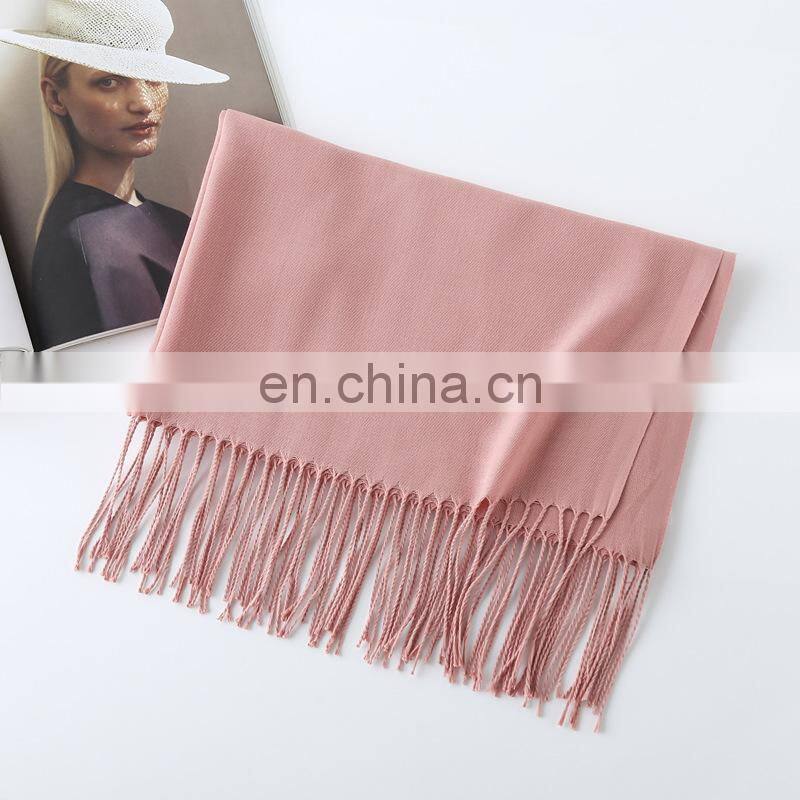 Autumn and winter new solid color cashmere scarf women thickened warm bib shawl gift scarf
