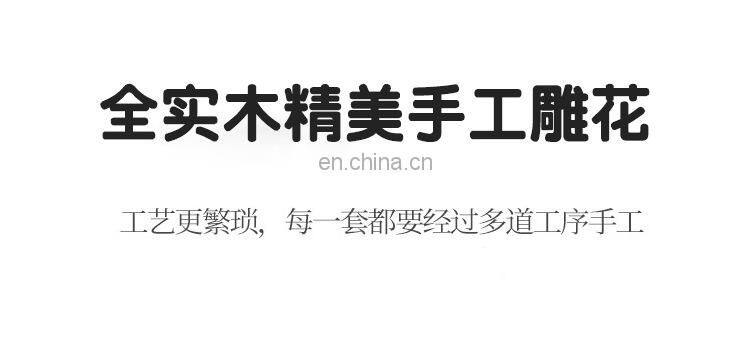 Classic bedroom furniture set Royal solid wood frame leather king bed