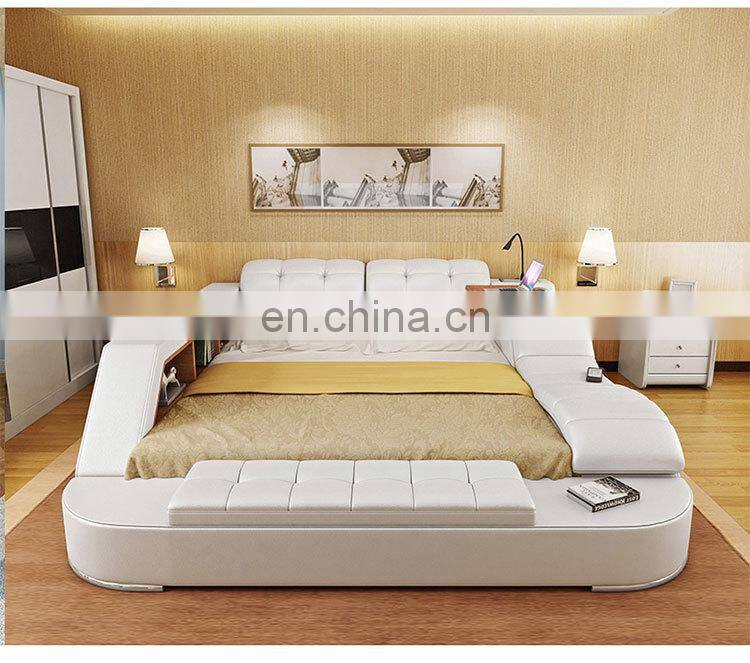 Luxury Modern style leather sofa wood beds room furniture for home or hotel