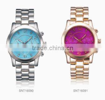 2016 women watch stainless case back luxury Rose Gold IPS Fashion casual blue dial