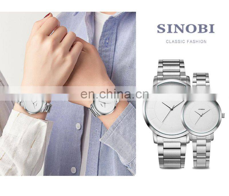 SINOBI Couple Watches S9822 Customize Watch Logo Minimalism Stylish Lovers Pair Wristwatch Gift Watches