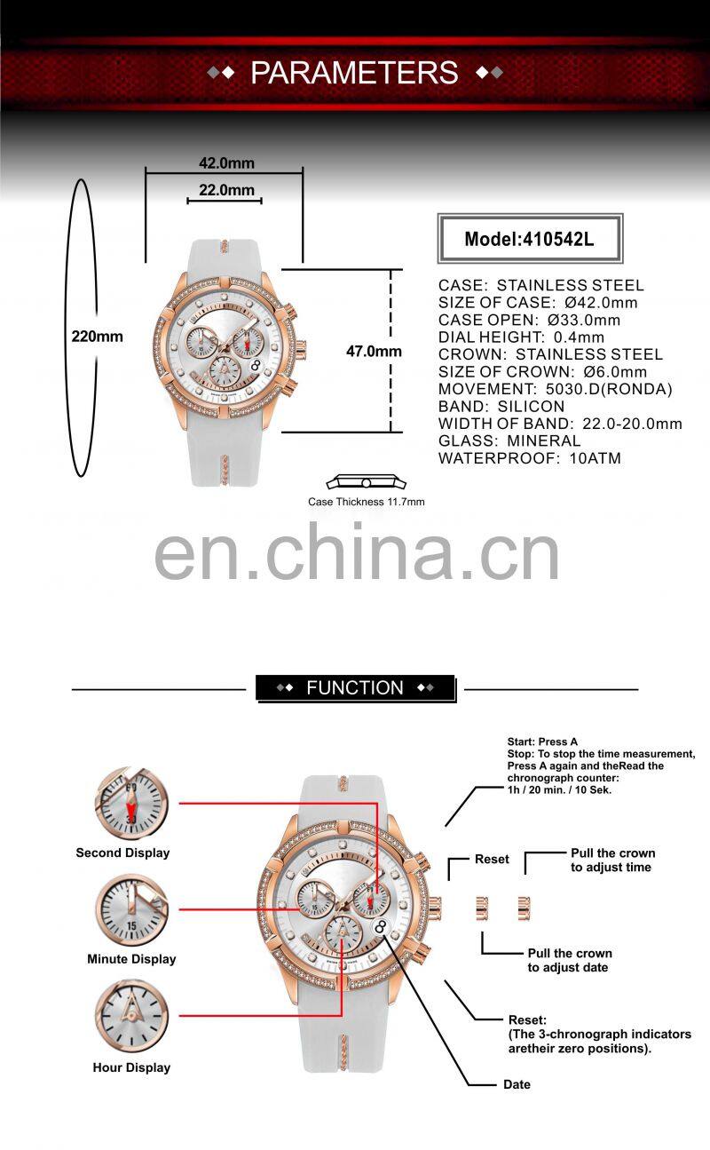 Private label 10 atm waterproof Japan movement sr626sw custom logo diamond branded women watch