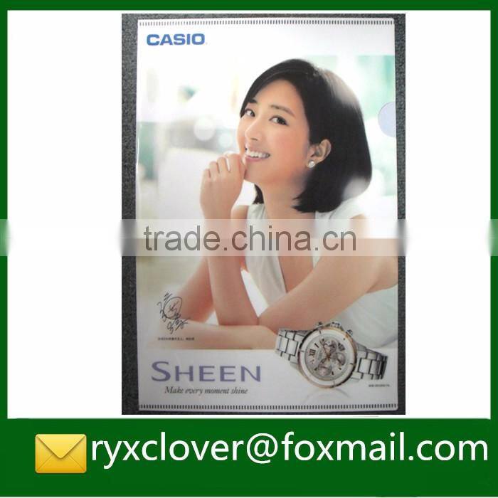 Custom clear printing A4 size PP plastic L-shape file folder for promotion gift