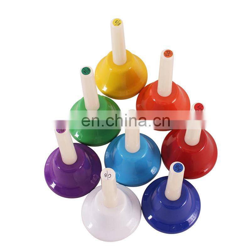 8-Note Hand Bell Children Music Toy Rainbow Percussion Instrument Set 8-Tone Bell Rotating Rattle Beginner Educational Toy Gift