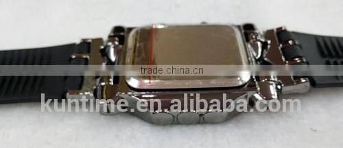 2014 Elegant Men's LED Lattice Display Black Rubber Band Wrist Watch