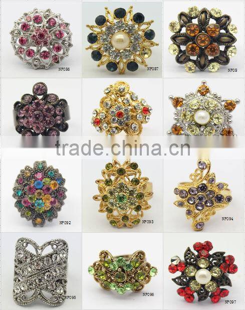 antique artificial crystal ring,stainless steel ring