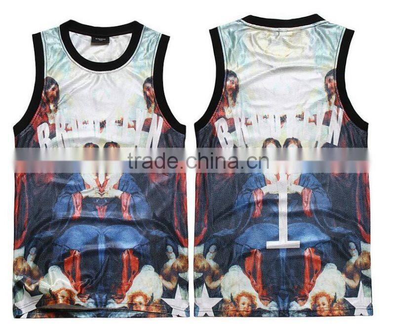 Wholesale breathable sublimated fashion basketball jersey basketball vest