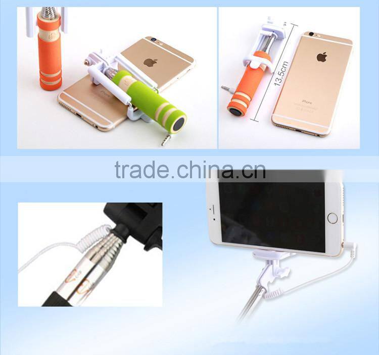 All-In-One Mini Foldable smart phones Monopod tripod,wired Selfie Stick QC32