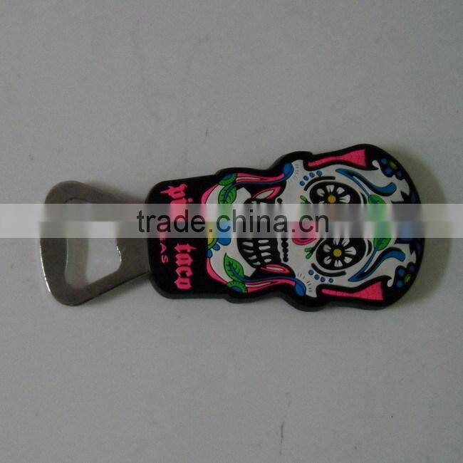 Soft pvc flower skull VEGAS souvenirs beer bottle opener fridge magnet