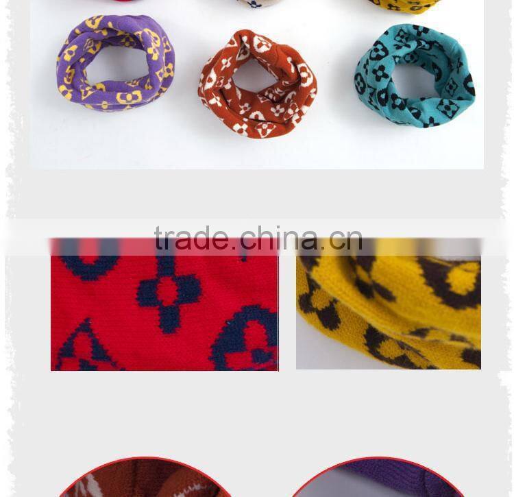 2014 Winter New Flower Pattern Baby Kids Knitted Circle Scarf