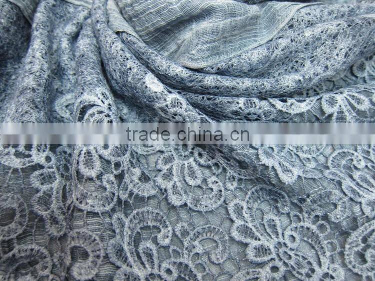 Good Quality Fashion Vintage Flower Embroidery Lace Scarf Cotton Linen Shawl