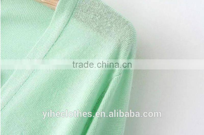 Fashion deep v-neck knitting wear thin cardigan coat for laody's wear