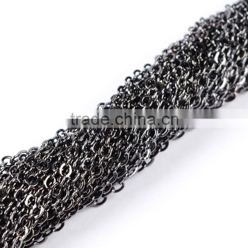 14 Inch Dark Antique Silver Plated Copper Finished Chain Necklace Finding Flat Cable Chain Losbter Clasp